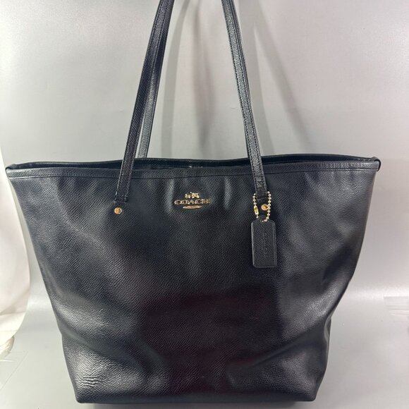 Coach Handbags - Authentic Coach # F34099 Black Leather Crossgrain Large Taxi Tote Bag